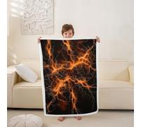 Loussiesd Couverture 75x100cm Orange et Noir Jeté de Canapé Lightning Plaid Couverture Polaire Géométrique Jete de Canape Microfibre en Flanelle Art Modernee Abstrait Douce Léger Luxe