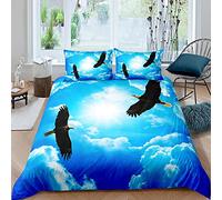Loussiesd Ensemble de literie Aigle 200x200cm Enfants Safari Housse de Couette sur Le thème des Animaux Faune Housse de Couette Respirant Ciel Lumineux Oiseau décor Chambre décor