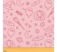 Loussiesd Ghost Tissu 92x150cm Halloween thème Tissus au Metre canapé douce chaise coussin astuce ou traiter décor pour des projets de bricolage, décorations à la maison Bat citrouille effrayante