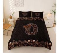 Loussiesd Housse de Couette 200x200cm Microfibre Gépard Noeud Papillon Parure de Lit 3 Pièces Léopard Coquette Noeud Papillon Ensemble de Literie Personnalisé Lettre O avec Fermeture Éclair