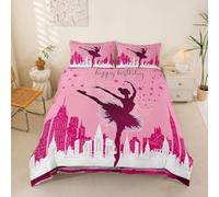 Loussiesd Housse de Couette 220x240cm Bouleet Parure de Lit Bouleet Dancer Ensemble de Literie Decorative City View Parure de Lit avec Fermeture Éclair StarImprimer Happy Birthday Extra Soft