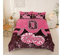 Loussiesd Housse de Couette 220x240cm Cheering Team Parure de Lit Lettre Letter O Housse de Couette Microfibre Gymnastics Cheerleading Parure de Lit 2 Personnes avec 2 Taies d'oreiller 65x65 cm