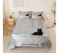 Loussiesd Housse de Couette 220x240cm Microfibre Chat Parure de Lit Drôle Animaux Ensemble de Literie Beige Parure de Lit avec Fermeture Éclair Mignon Douce Dessin animé