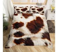 Loussiesd Impression de Fourrure de Vache Housse de Couette 220x240cm Cuir de Vache Parure de Lit pour Garçons Filles décor Occidental Ensemble de Literie Ferme Modèle 2 pièces