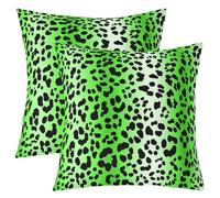 Loussiesd Lot de 2 Housse de Coussin 40x40cm Léopard Imprimer Decoration Housse Coussin Animaux Sauvages Taie Oreiller Ombre Vert Afriqueine Gépard Faune Sauvage Taies d'oreiller Douce