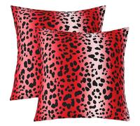 Loussiesd Lot de 2 Housse de Coussin 40x40cm Léopard Imprimer Taies d'oreiller Animaux Sauvages Housses de Coussin Décorative Ombre Rouge Afriqueine Gépard Faune Sauvage