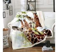 Loussiesd Plaid Girafe Animal Zoo couverturepour Enfants garçons Filles Adolescents Safari Sauvage Sherpa Sauvage Nature floue Couverture Simple 127 x 152,4 cm