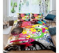 Loussiesd Style Graffiti Housse de Couette Hip Hop Décor Literie 200x200cm pour Enfants Street Culture Thème Décor Housse de Couette Décor de Chambre Moderne Graphique Mur Urbain Art Print