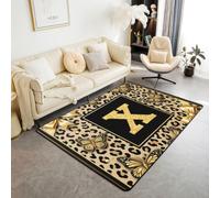 Loussiesd Tapis de Salon 150x200cm Léopard Imprimer X Grand Tapis Salon Noeud Papillon Gépard Décoration Afriqueine Safari Animaux Lavable en Machine également adapté à l’extérieur