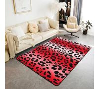 Loussiesd Tapis Salon 150x200cm Léopard Imprimer Tapis d’intérieur Animaux Sauvages Antidérapant,Doux,Lavable Ombre Rouge Afriqueine Gépard Faune Sauvage pour Salon Chambre Salle à Manger, Cuisine