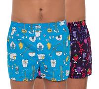 Lousy Livin Lot de 2 boxers bleu et violet avec motif, Bleu, violet., M