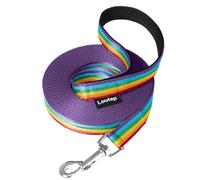 Loutep Laisse de dressage arc-en-ciel pour chiens de 3 m, 5 m, 10 m, 15 m, 20 m, 25 m, 30 m, corde en nylon solide, avec poignée rembourrée pour chiens de petite, moyenne et grande taille, rappel de