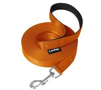 Loutep Laisse de dressage pour chiot,15 m,Orange,En nylon durable,Extra longue,Avec poignée rembourrée et crochet solide, moyenne et grande taille,Pour la marche et la course à pied