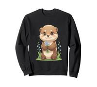 Loutre avec Fleurs Illustration Animale Sweatshirt