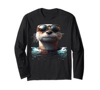 Loutre avec Lunettes de Soleil J'aime Loutre de Mer Martres Manche Longue