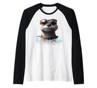 Loutre avec Lunettes de Soleil J'aime Loutre de Mer Martres Manche Raglan