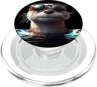 Loutre avec Lunettes de Soleil J'aime Loutre de Mer Martres PopSockets PopGrip pour MagSafe