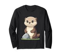 Loutre avec Pierre Illustration Animale Manche Longue