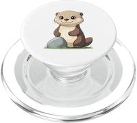 Loutre avec Pierre Illustration Animale PopSockets PopGrip pour MagSafe