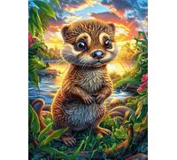 Loutre dans la forêt magique 300 Pièces Puzzle Personne Âgée En Carton Rigide Scène de conte de fées dessin animé Facile Débutant Anti-Stress Stimulation Cognitive Loisir Créatif Petit Prix Premium 30