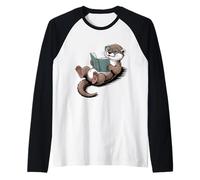 Loutre de Lecture - Art Animal Mignon pour Les Esprits intelligents Manche Raglan
