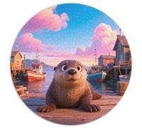 Loutre de mer 1000 Pièces Casse-tête Animaux Puzzle Circulaire pour Adultes Et Enfants Classiques Jeux De Défi Uniques Décompression 1000pcs (67.5x67.5cm)