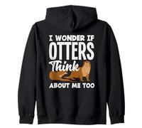 Loutre de mer Dessin animé loutres pensent à Moi Sweat à Capuche