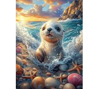 Loutre de mer sur la Plage 500 Pièces Puzzle Adolescent en Carton sans Déformation Animal Sauvage et Animal de Compagnie Difficulté Moyenne Activité Éducative Cadeau Noël Pas Cher Petit Prix 500 PCS