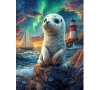 Loutre de mer sur un rocher près du phare 500 Pièces Puzzle Créatif En Carton Épais Sans Déformation Animal sauvage et animal de compagnie Difficulté Moyenne Activité Manuelle Loisir Créatif Cadeau An