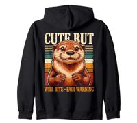 Loutre de rivière Mignonne mais Qui Mord Fair Warning Sweat à Capuche