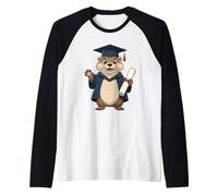 Loutre diplômée avec Chapeau académique Manche Raglan