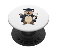 Loutre diplômée avec Chapeau académique PopSockets PopGrip Adhésif