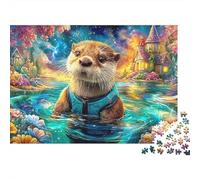 Loutre en Gilet de Sauvetage dans l'eau vibrante Puzzle De 1000 Pièces Loutre Adorable Défi De Jeu d'esprit pour Adultes Et Enfants 70x50cm/1000pcs