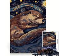 Loutre endormie dans Un Style Nuit étoilée Puzzle de 1000 pièces pour Adultes Jeu de réflexion et de Partage Découpe de précision Décoration Artistique 38x52cm
