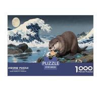 Loutre espiègle rivière Adultes Puzzles Animal 1000 Pièces Jeux Éducatifs Cadeaux d'anniversaire pour Noël Family Games Décoration Intérieure Relaxation Et Sagesse 38x26cm/1000pcs