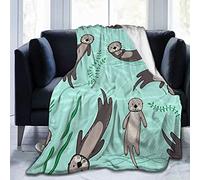 Loutre et algues - Couverture polaire douce et chaude - Couverture de canapé durable - Confortable et légère - Pour le bureau, la maison 60"x50 Couverture.