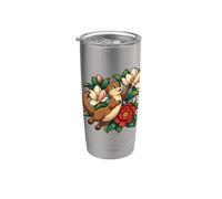 Loutre heureuse atteignant une fleur magnifique Gobelet isotherme en acier inoxydable double paroi