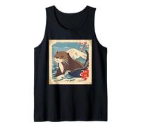 Loutre Japonaise en Fleurs de Cerisier Nager Mignon Nature Art Débardeur