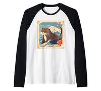 Loutre Japonaise en Fleurs de Cerisier Nager Mignon Nature Art Manche Raglan