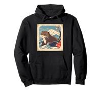 Loutre Japonaise en Fleurs de Cerisier Nager Mignon Nature Art Sweat à Capuche