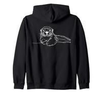 Loutre Linéaire Naturaliste Marin Sweat à Capuche