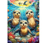 Loutre océan mère et Ses Petits 500 Pieces Casse-tête Amateur d'art en Carton Haute Qualité Animaux et Plantes Très Difficile Niveau Expert Décoration Murale Cadeau Noël Qualité Premium 500 PCS
