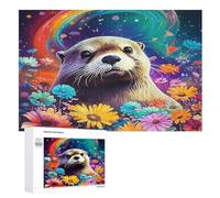 Loutre Puzzles 1000 Pièces Adultes, Puzzle en Bois Jeux D'adresse pour Toute La Famille,Jeu De Team Building （75×50cm）