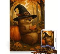 Loutre Sorcière avec Citrouille en Automne Puzzle de 1000 Pièces pour Adultes Cadeau Stimule la Mémoire Détente Mentale Qualité Premium Surprise Chaleureuse (50x75cm)