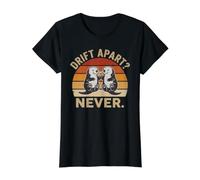 Loutres de mer Tenant la Main Couples Loutre Amour Rétro Coucher de Soleil T-Shirt Graphique avec Valeur, Femme, Noir, S