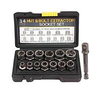 Louttary 14 Piece Lug 3/8Inch Drive Impact Bolt Nut Extractor Set Steel Nut Remover Kit 1/4Inch-3/4Inch Twist Socket Tool Set