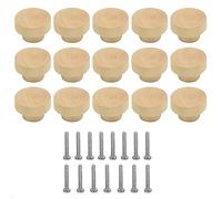 Louttary 15Piece Wooden Drawer Knobs Wooden Cupboard Knobs for Cabinets and Drawers, Round Wooden Knobs