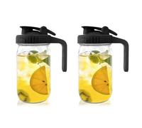 Louttary 2 Ensembles de Pots de 32 OZ avec Bec Verseur, Pichet en Verre avec Couvercle, Pichet à Lait Maternel, Joint pour Jus, Lait, Café, Thé, Boisson