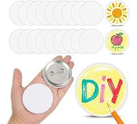 Louttary 20 PCS Broches à Bouton Blancs Bricolage 2,25 Pouces / 58 mm Bouton Vierge en Papier + Métal Badges DIY pour Les Fournitures de Bricolage Christmas Artisanat.