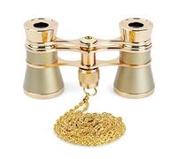 Louttary 3X25 Opera Viewing Binoculars All Metal with Handle/Chain Ladies Retro Small Binoculars Mini Binocular